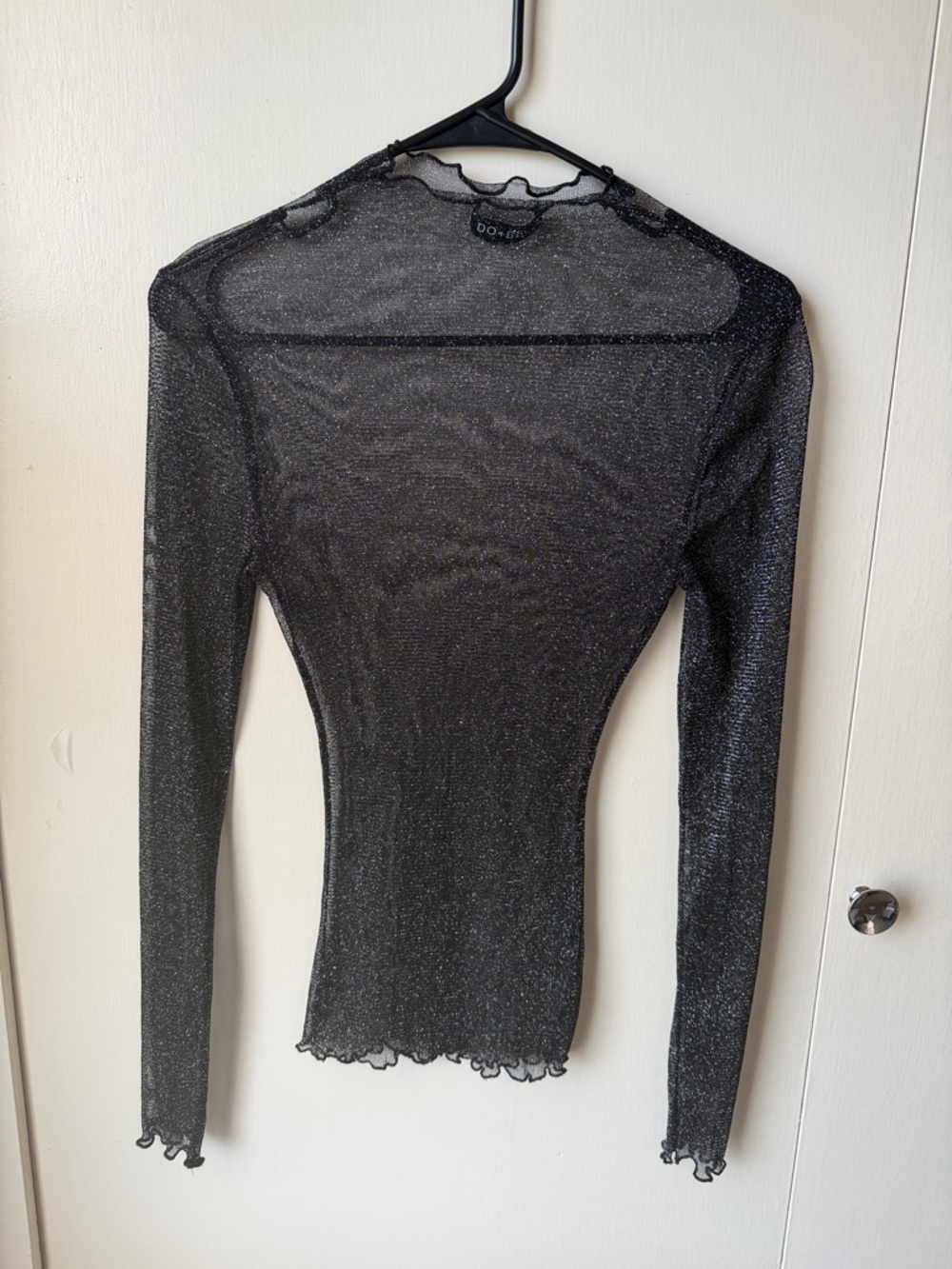 DO+BE Black Shimmer Mesh Long-Sleeve Top